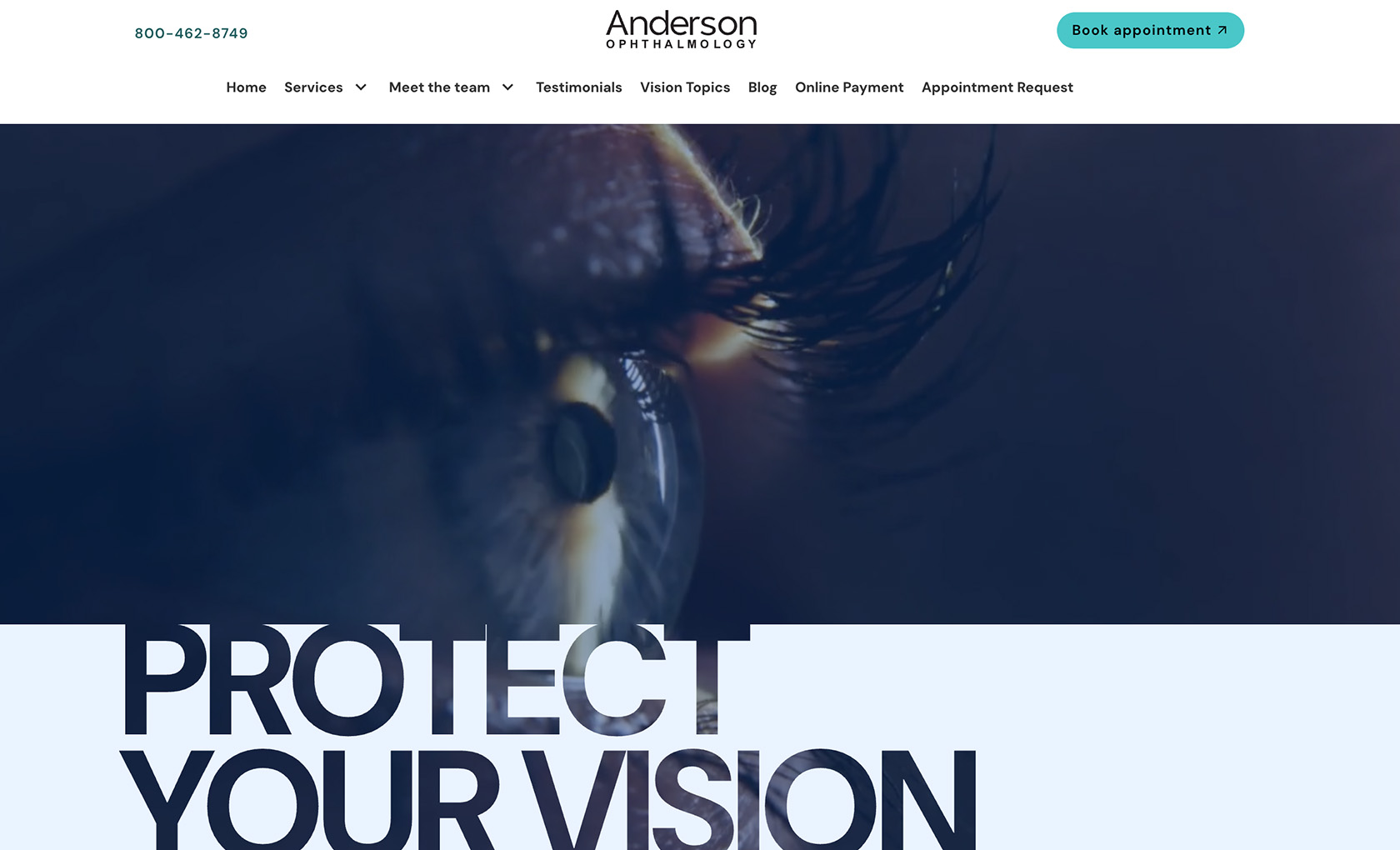 Zurich desktop view of website